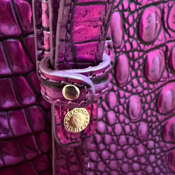 Brahmin Fuchsia Crocodile-Embossed Tote - Picture 5 of 9